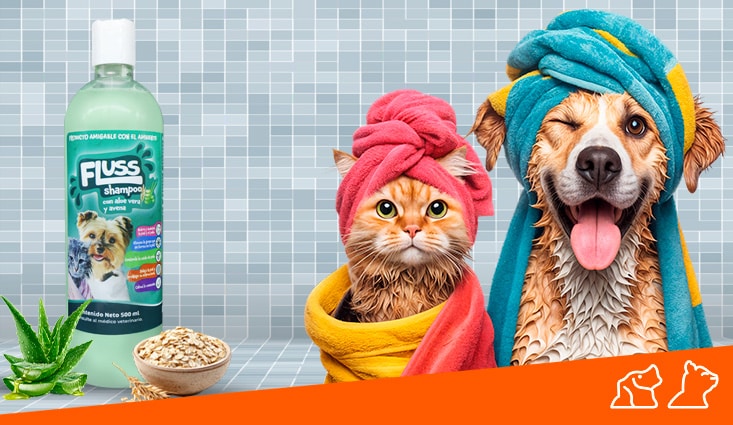 Fluss Aloe Vera & Avena: limpieza profunda, brillo natural y humectación para tu mascota.